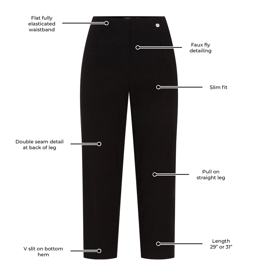 Marie FL by ROBELL Fleece Lined Trouser - Black