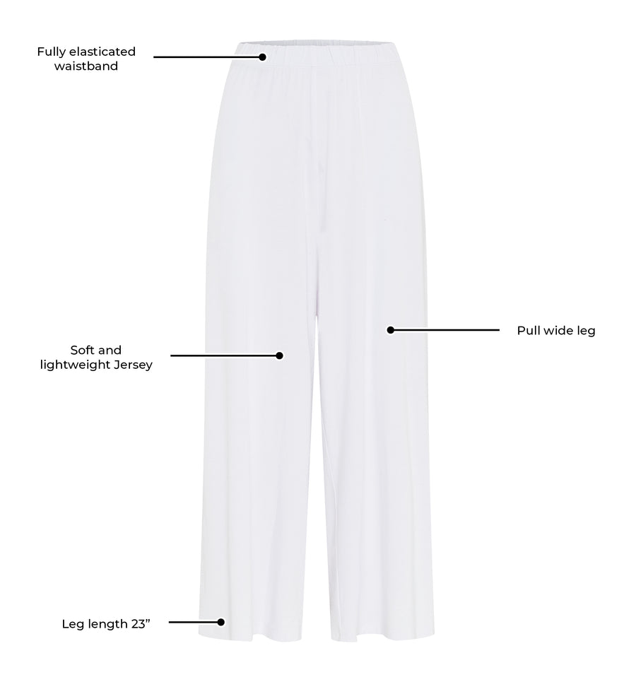 Renee Jersey Culotte Trouser - White
