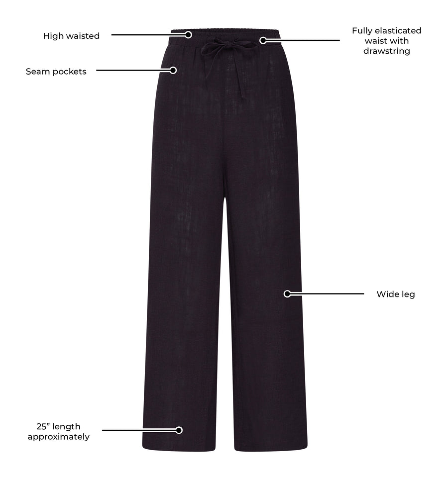 Romi Viscose/Linen Draw String Trouser - Navy