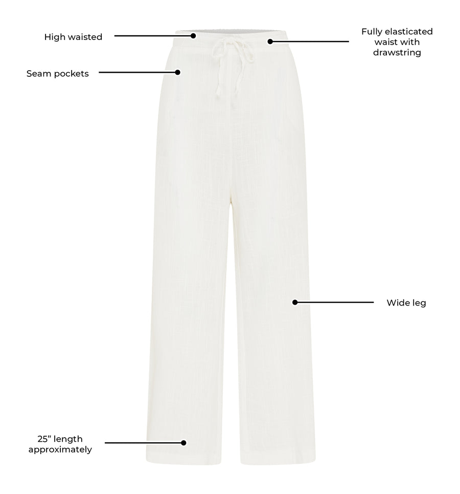 Romi Viscose/Linen Draw String Trouser - Off White