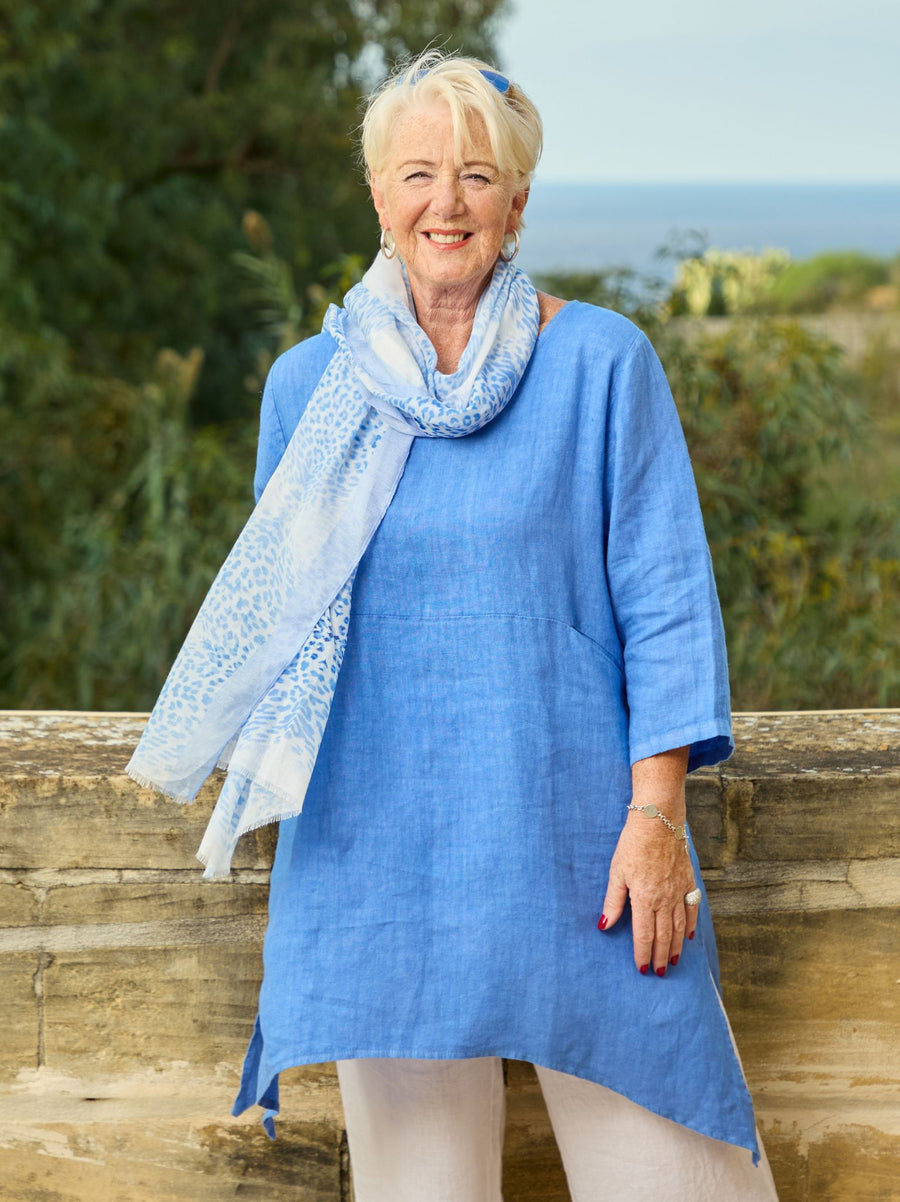 Summer Leopard Print Scarf - Blue