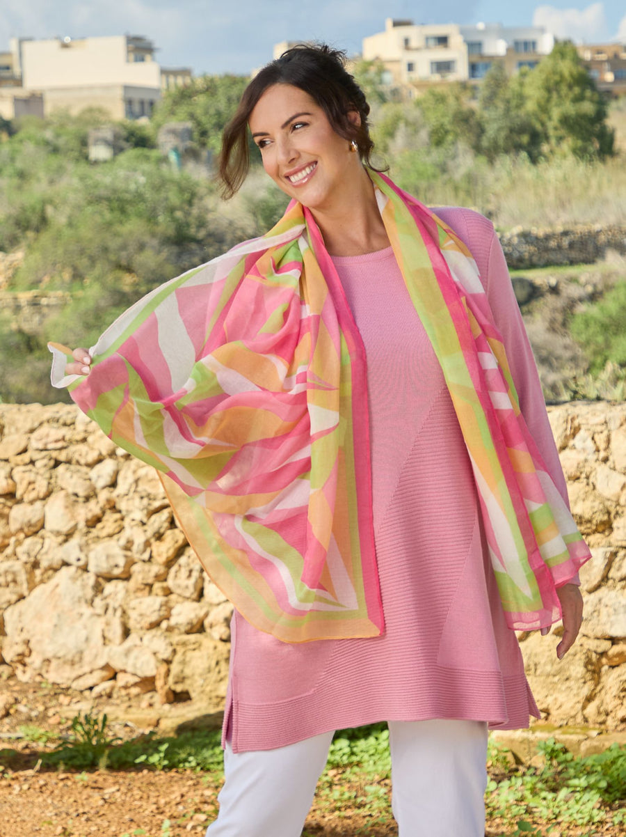 Abstract Print Scarf - Pink/Brights
