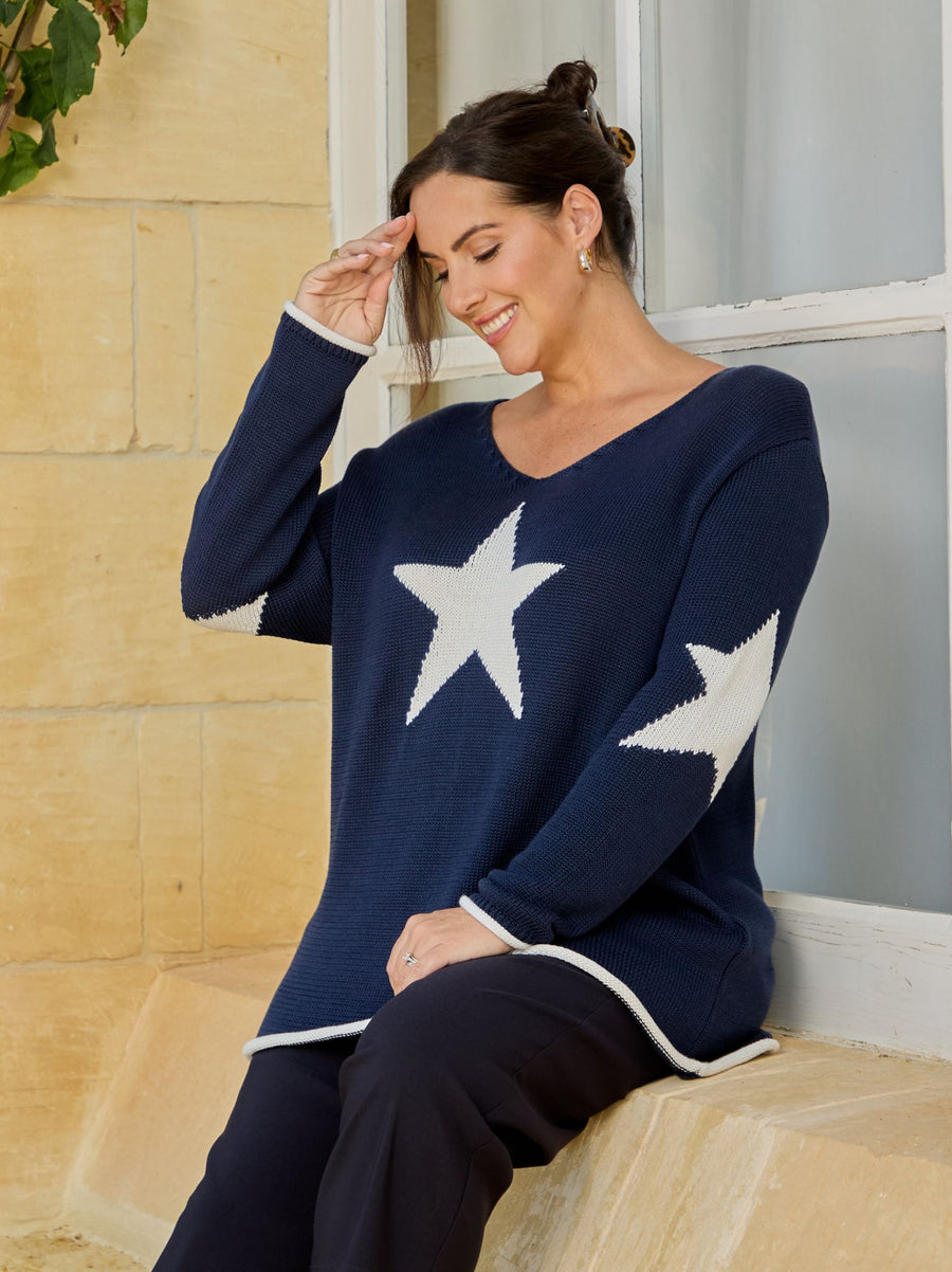 Angelina Knitted Jumper - Navy