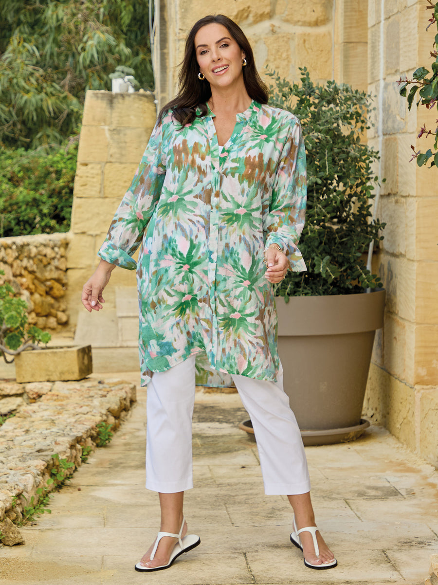 Josephine Printed Shirt - Emerald Multi