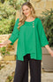 Fiona Viscose/Linen Top - Emerald