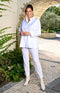 Marie FL by ROBELL Stretch Trouser - White