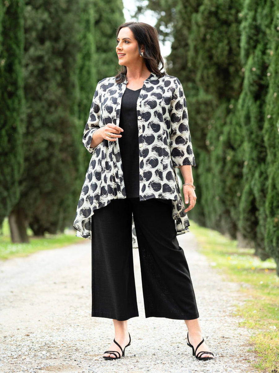 Heidy Crinkle Shirt - Black/Cream