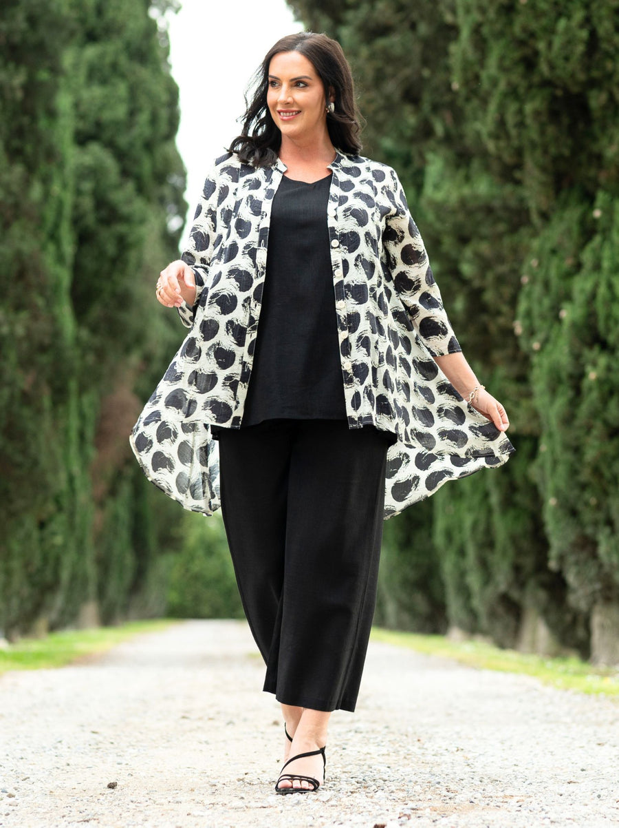 Heidy Crinkle Shirt - Black/Cream