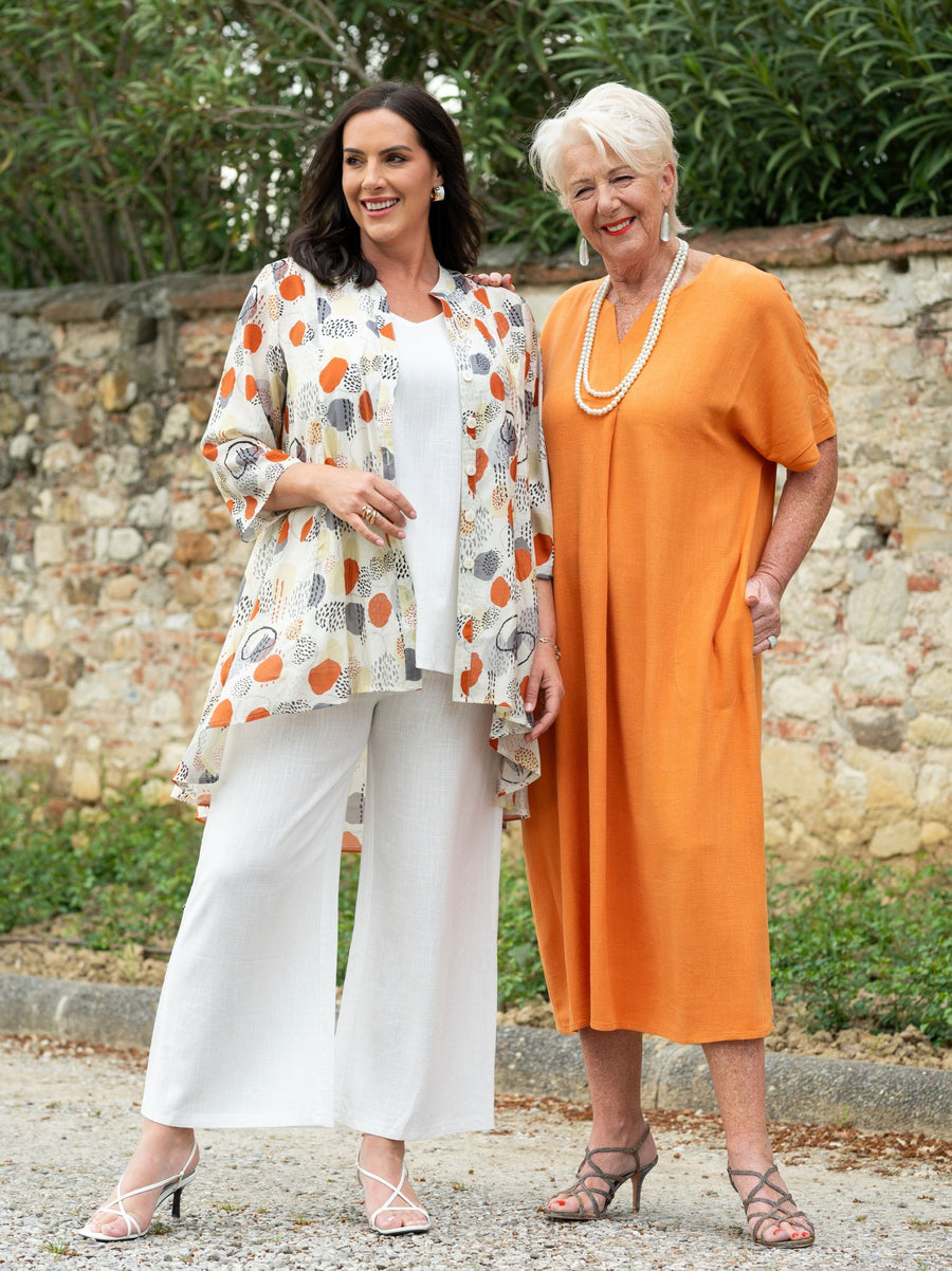 Suzanna by CISO Viscose/Linen Dress - Orange