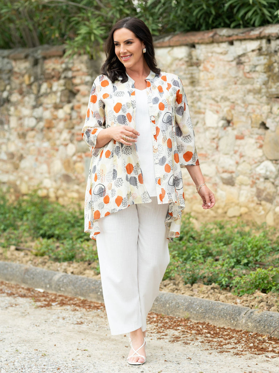 Heidy Crinkle Shirt - Terracotta/Cream