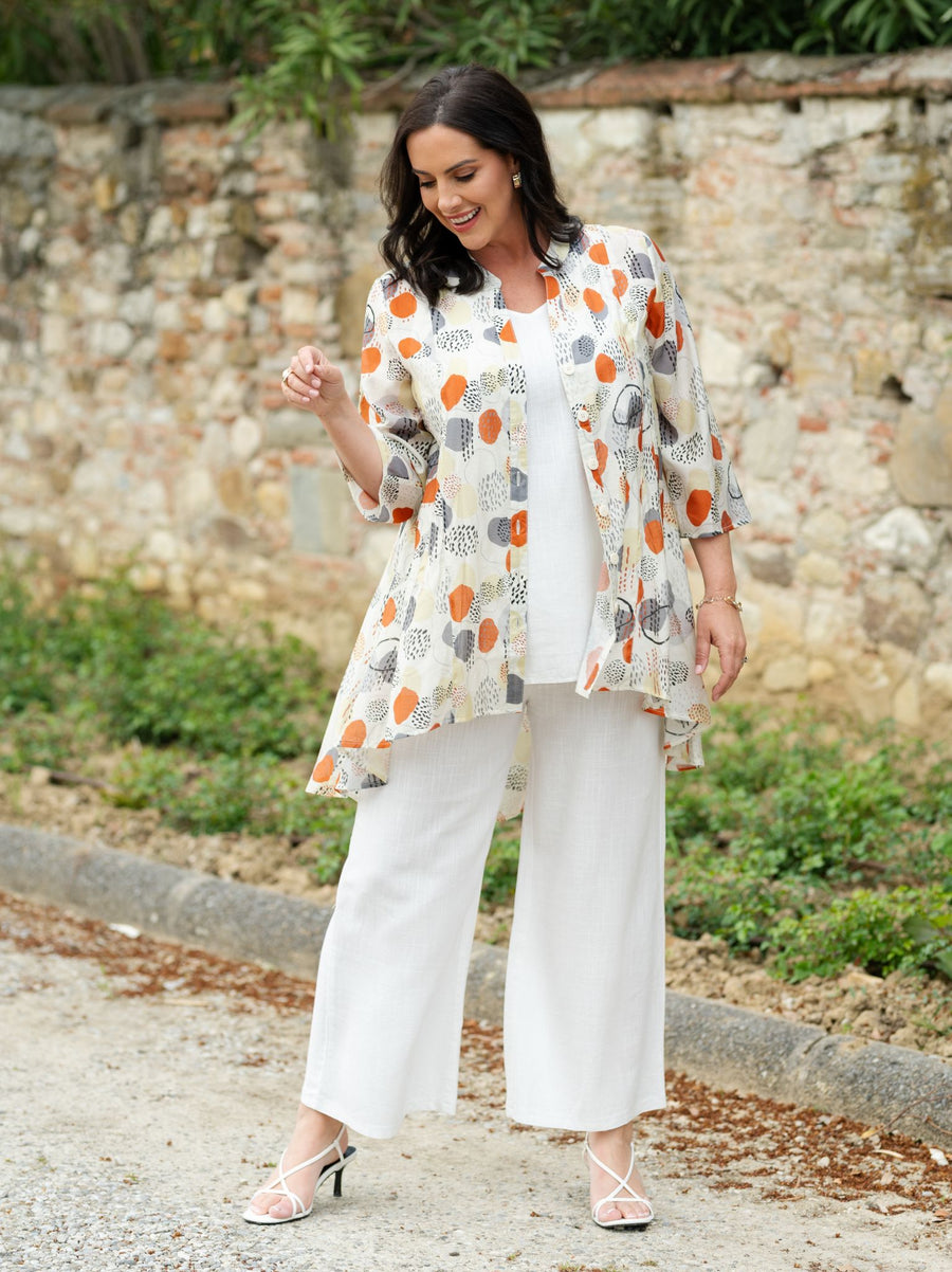 Heidy Crinkle Shirt - Terracotta/Cream