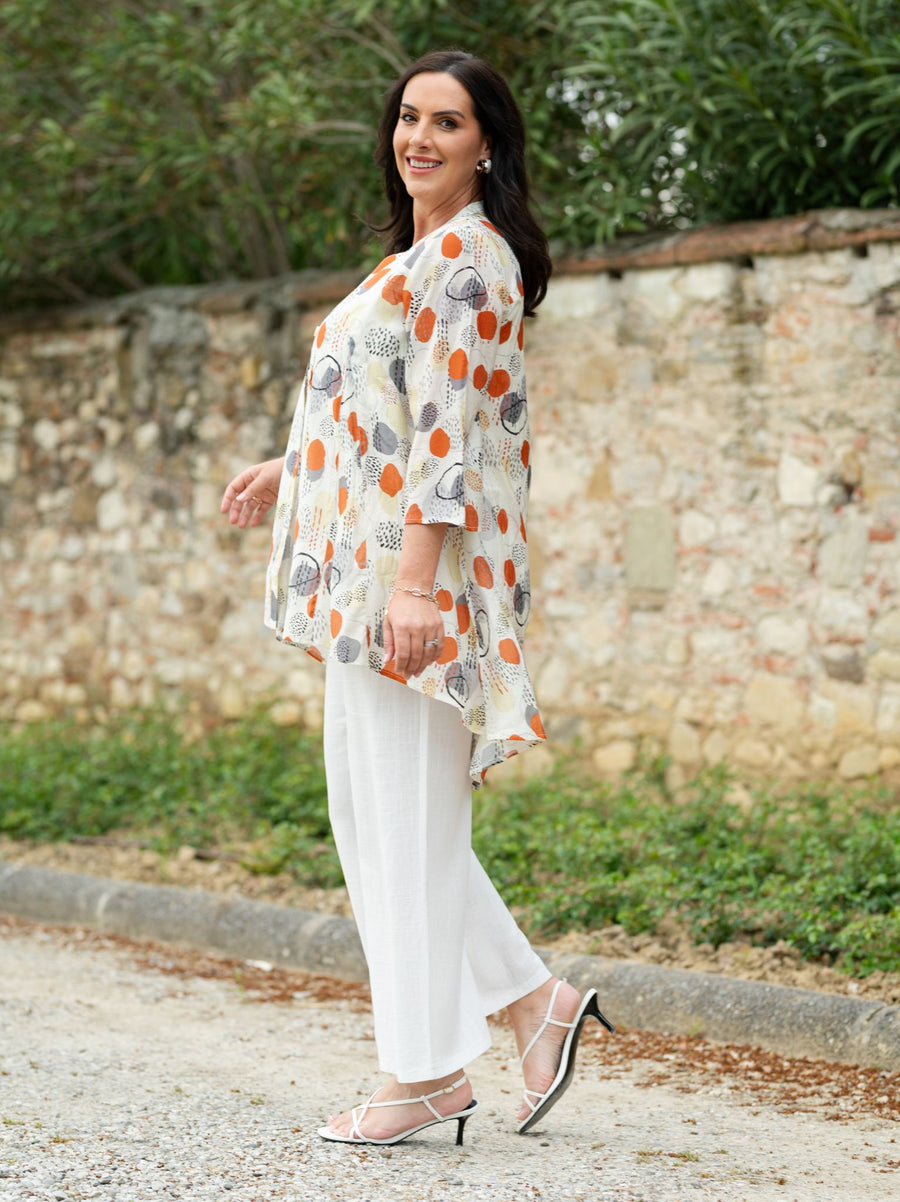 Heidy Crinkle Shirt - Terracotta/Cream
