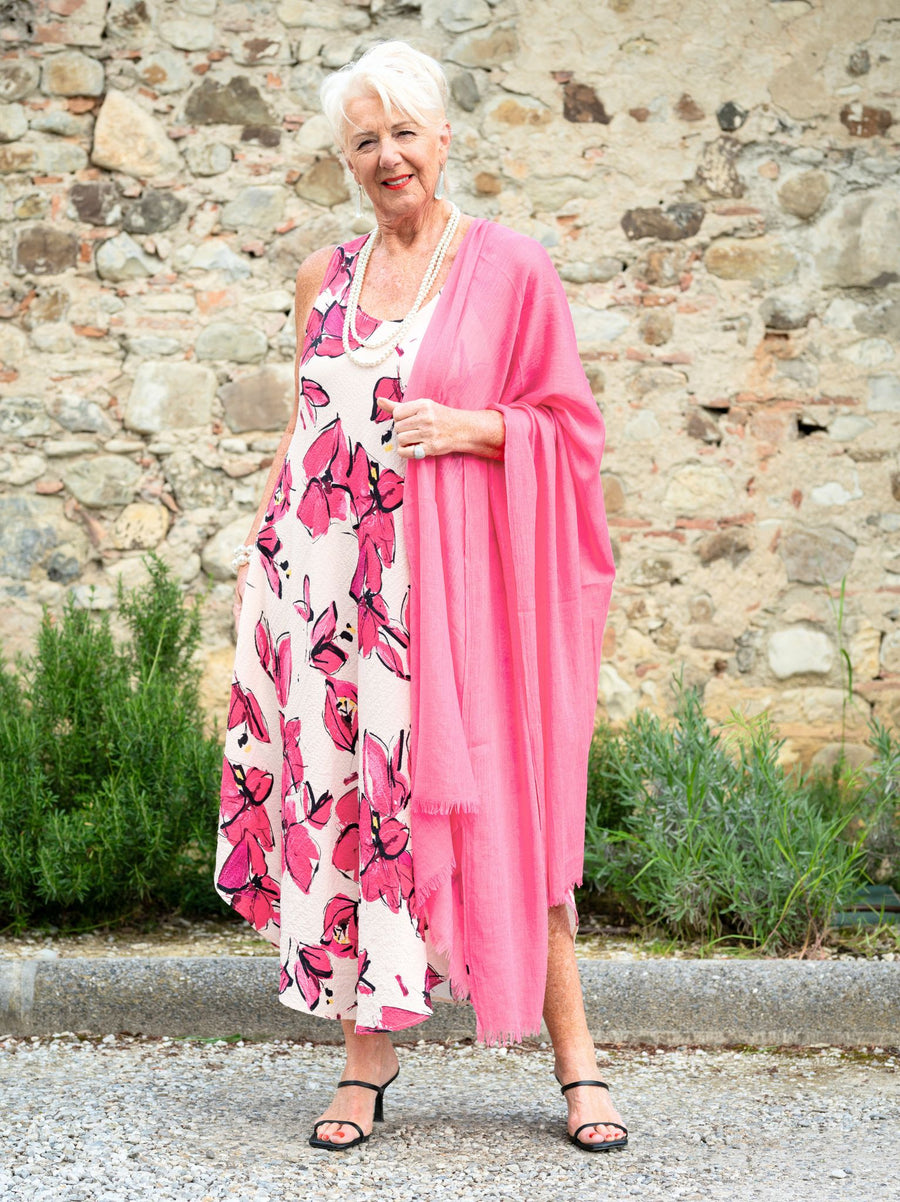 Delia Crinkle Dress - Fuchsia Multi