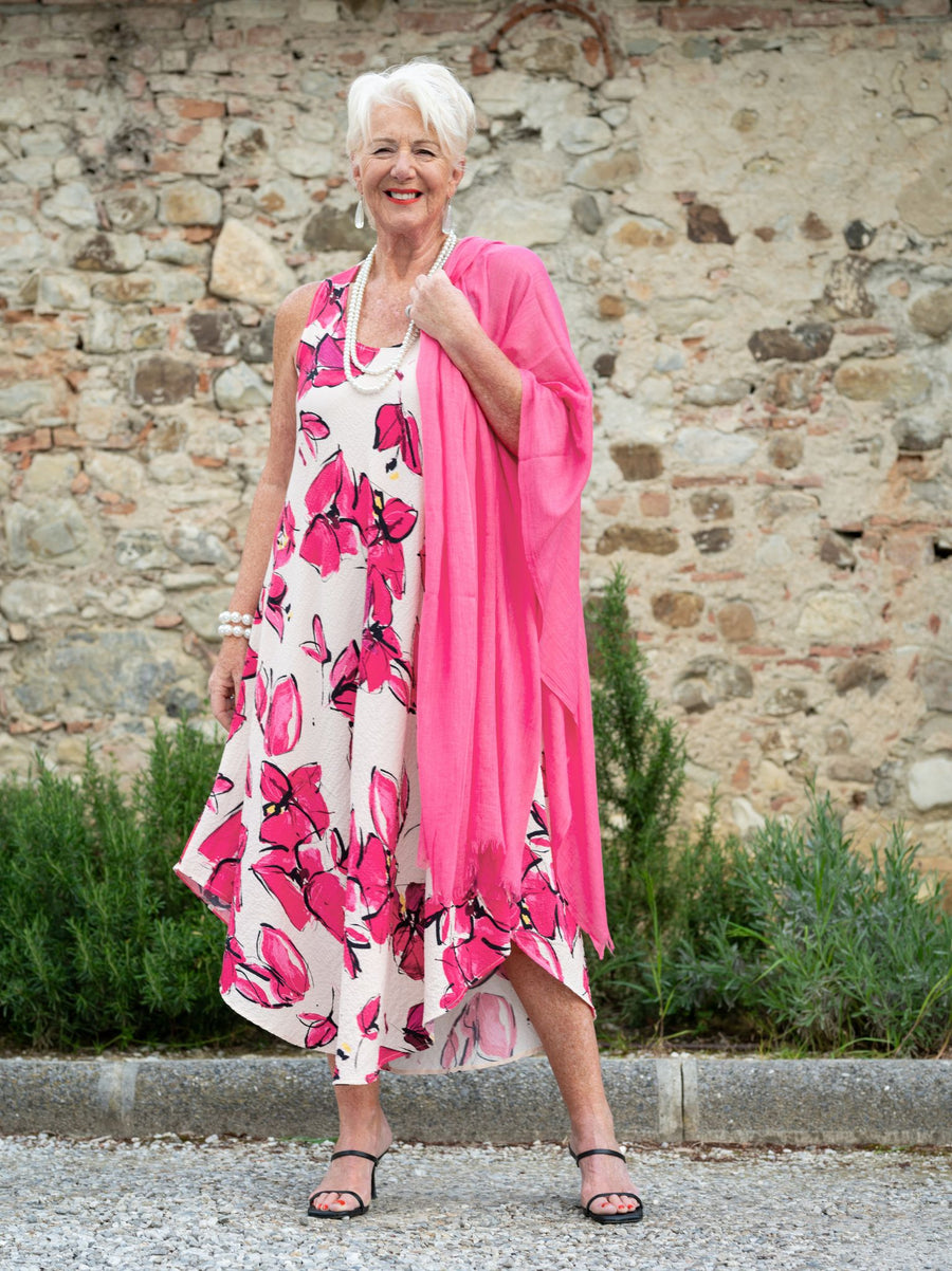 Delia Crinkle Dress - Fuchsia Multi
