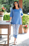 Felicity Viscose/Linen Top - Bluebell