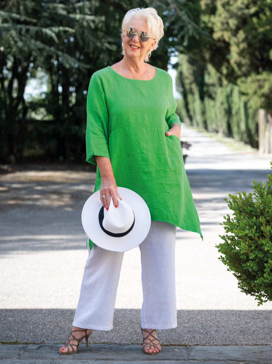 Tatiana Linen Tunic - Apple