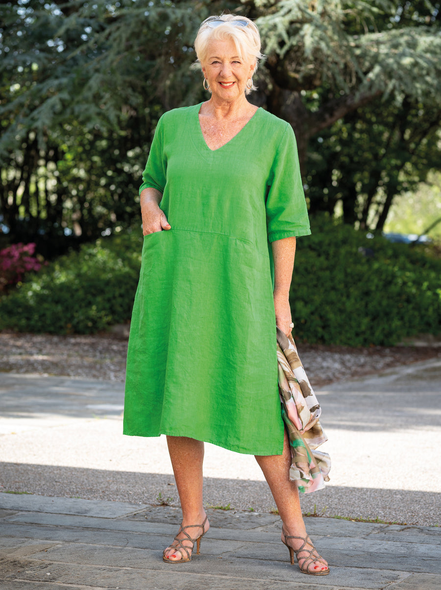 Dove Linen Dress - Apple
