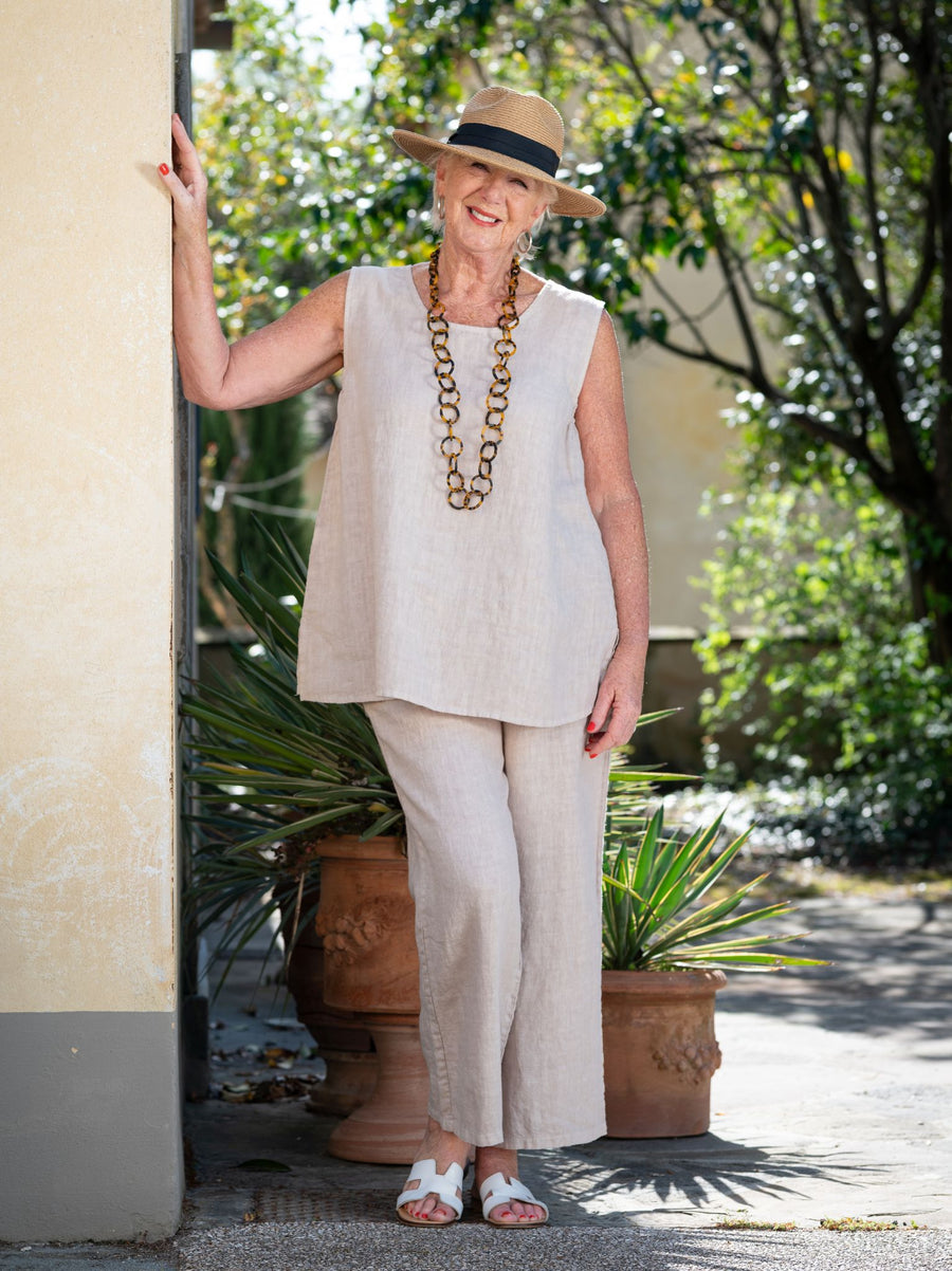 Toya Linen Vest - Natural