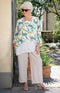 Tamara Multi Leaf Print Crinkle Top