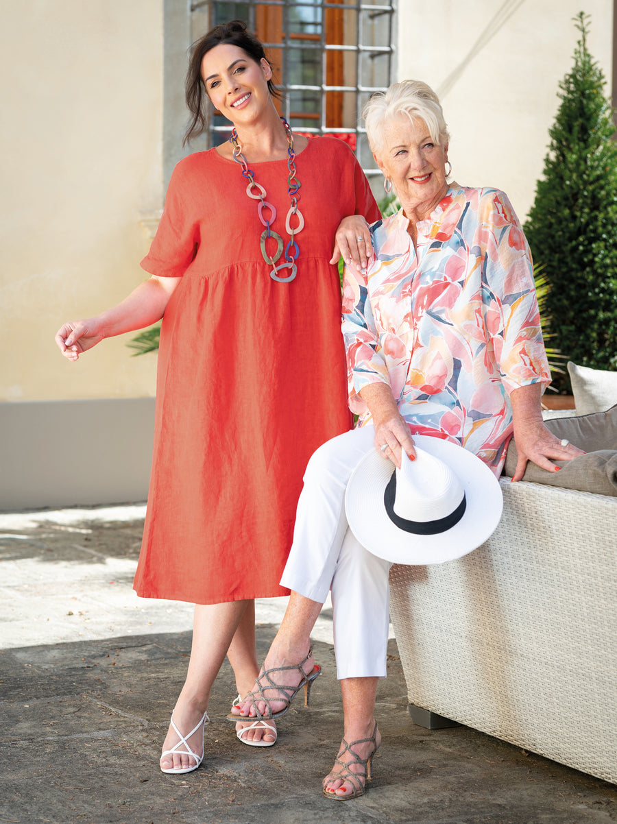 Donna Linen Dress - Tomato