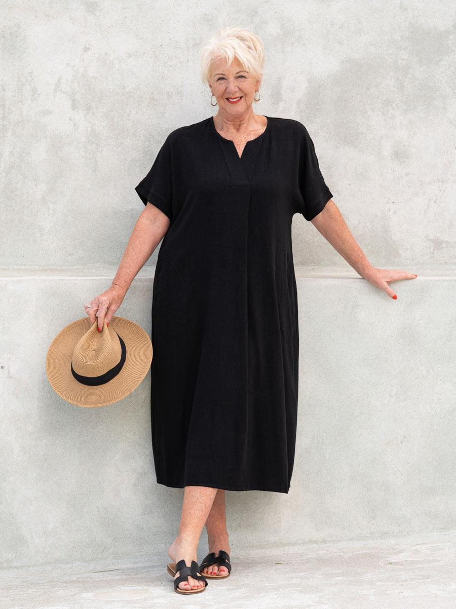 Suzanna by CISO Viscose/Linen Dress - Black