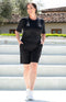 Tiara Cotton Mix Short Sleeve Top - Black