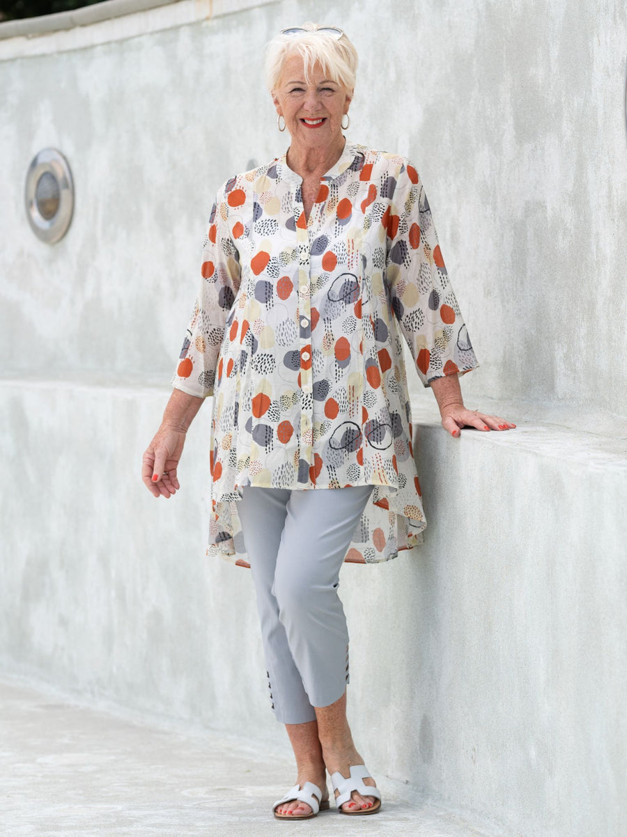 Heidy Crinkle Shirt - Terracotta/Cream