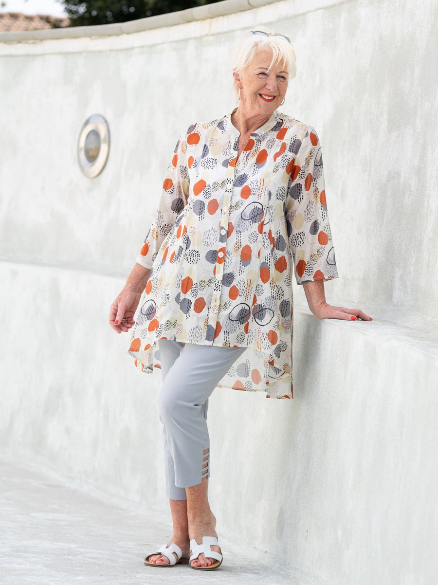 Heidy Crinkle Shirt - Terracotta/Cream