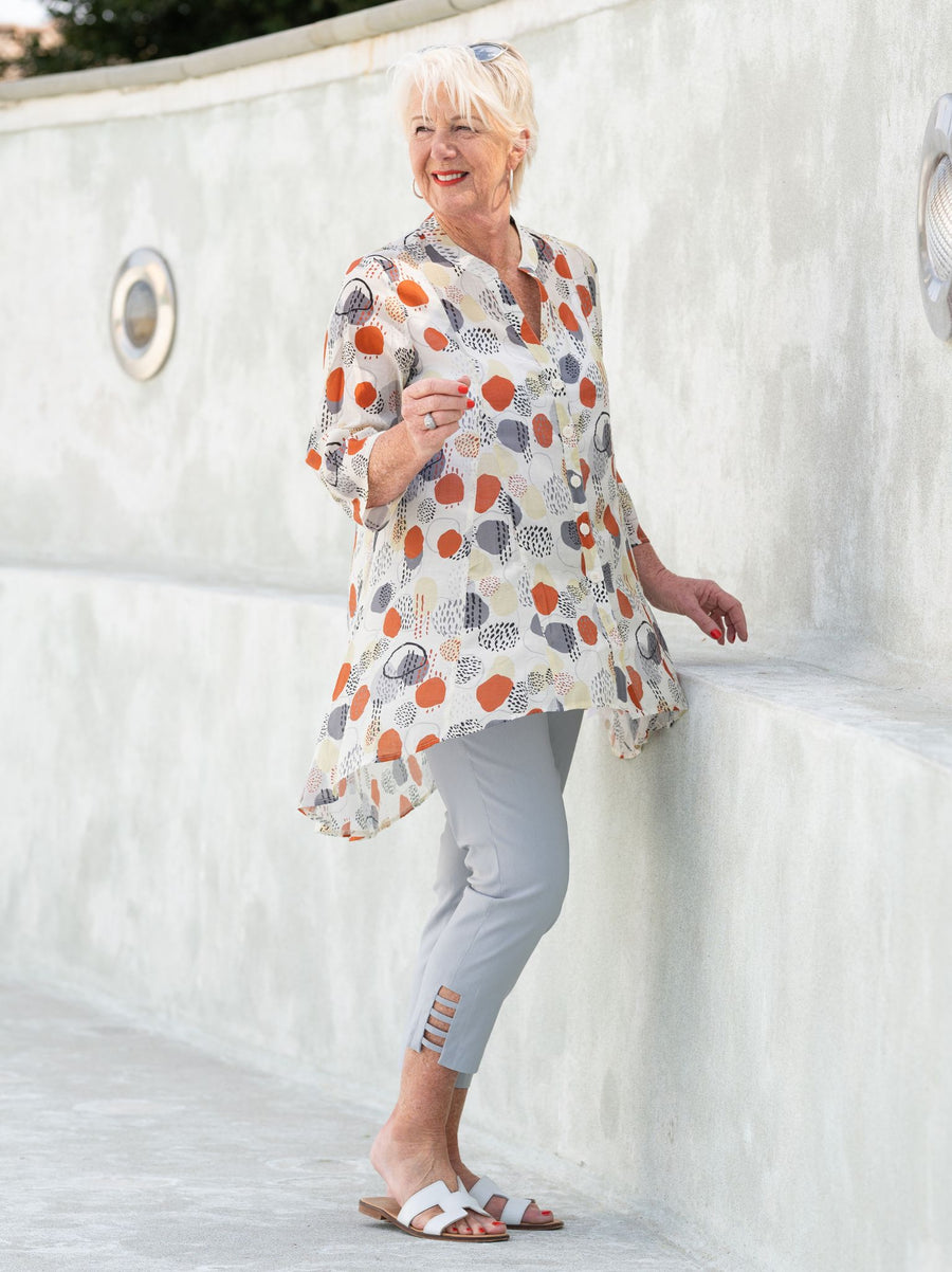 Heidy Crinkle Shirt - Terracotta/Cream