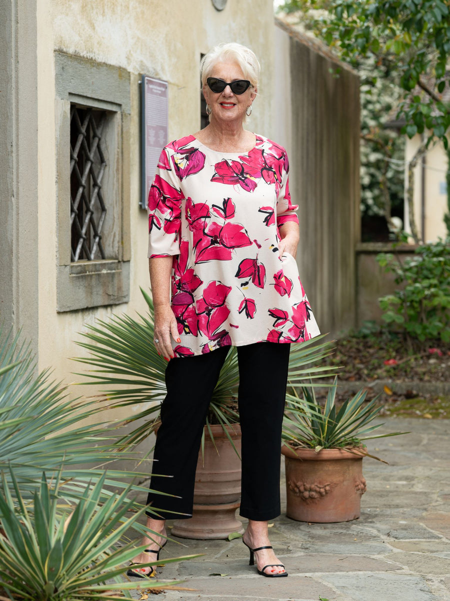 Flora Crinkle Top - Fuchsia Multi