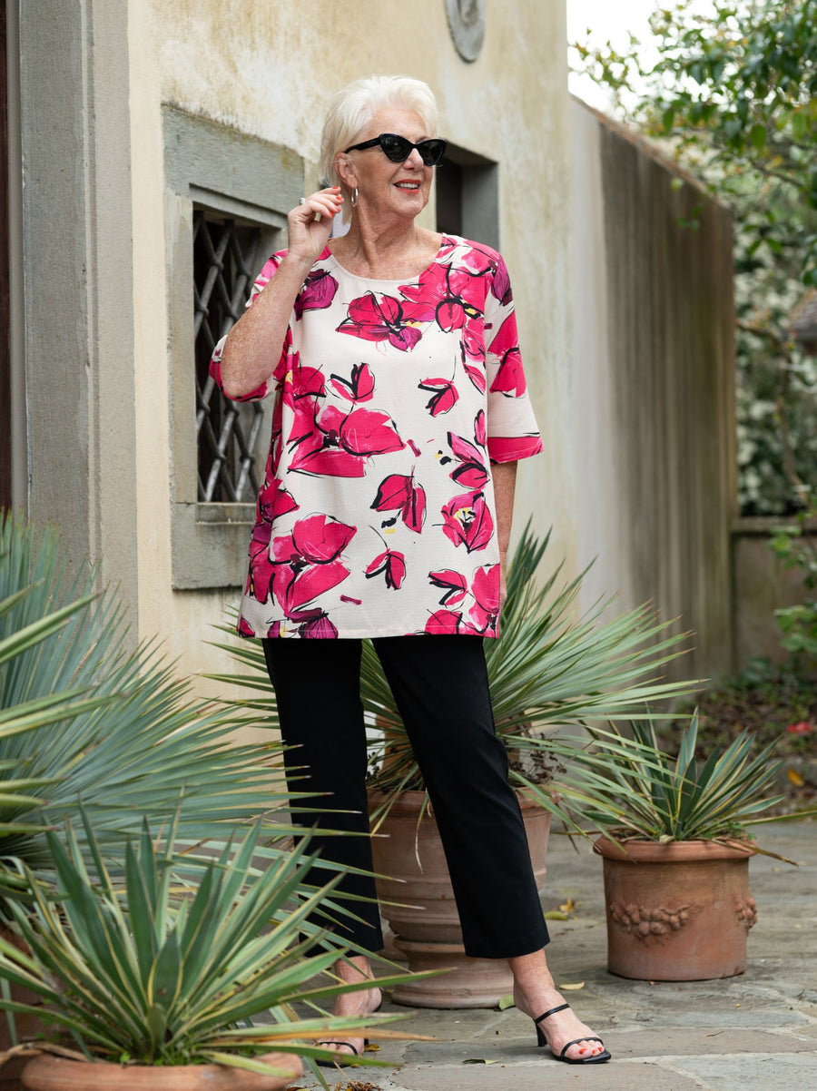 Flora Crinkle Top - Fuchsia Multi