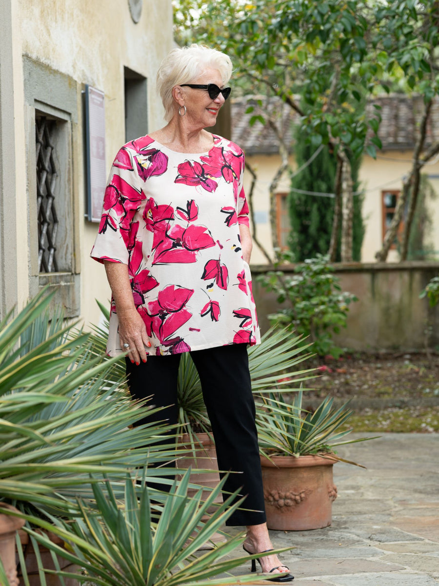 Flora Crinkle Top - Fuchsia Multi