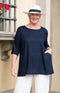 Felicity Viscose/Linen Top - Navy