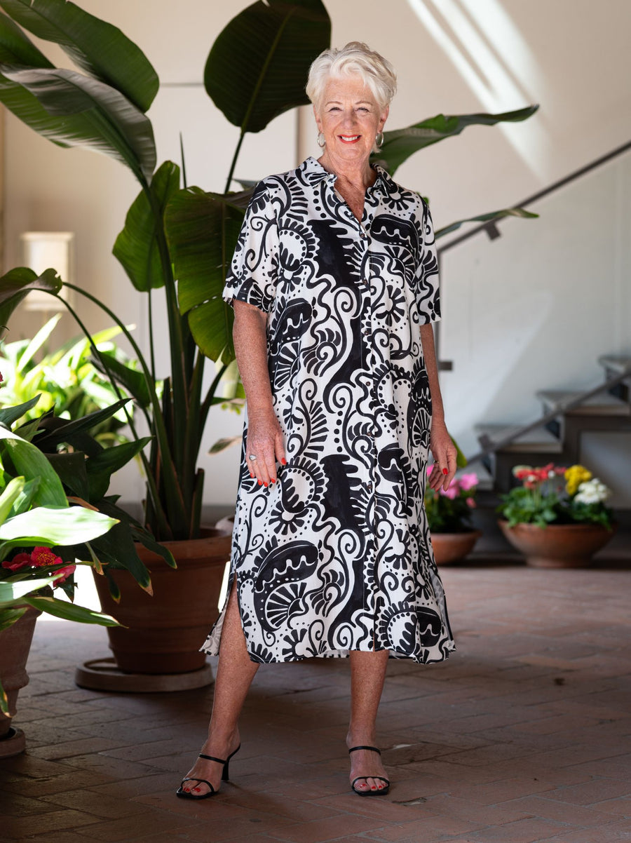 Selma by CISO Black/White Printed Shirt Dress