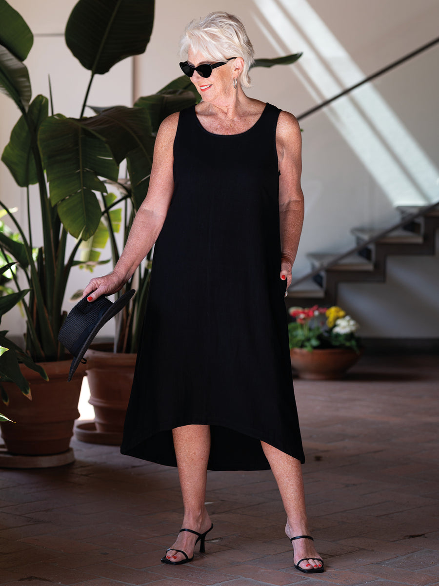 Sigrid by CISO Viscose/Linen Dress - Black