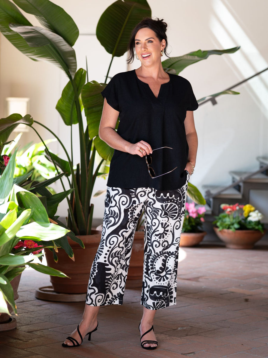 Katja by CISO Black Printed Trouser