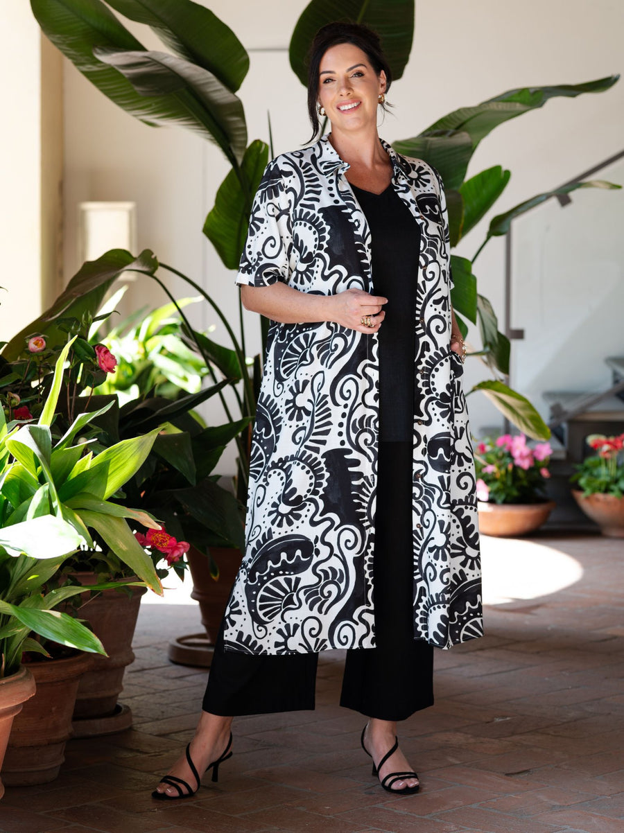 Selma by CISO Black/White Printed Shirt Dress