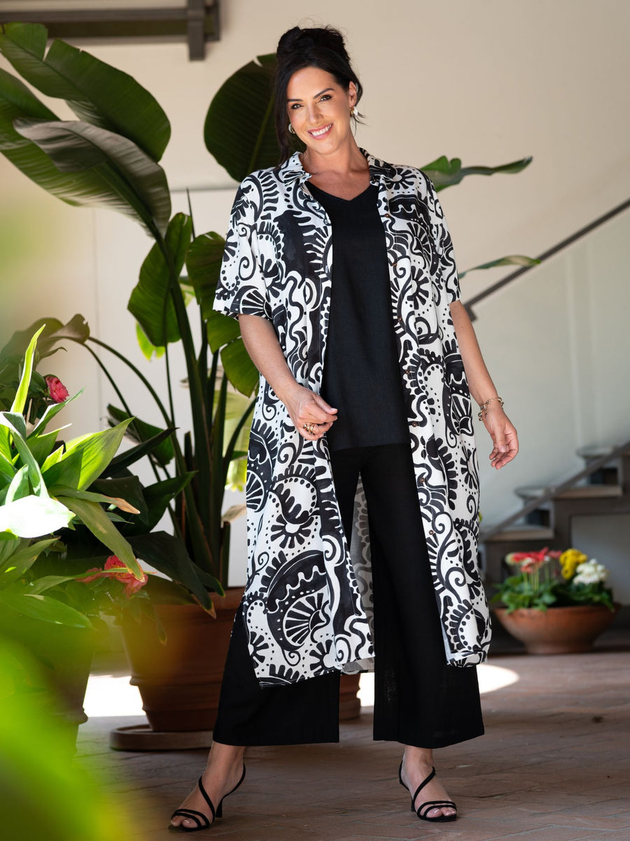 Selma by CISO Black/White Printed Shirt Dress