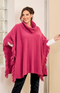 Indiana Fringed Poncho - Fuchsia