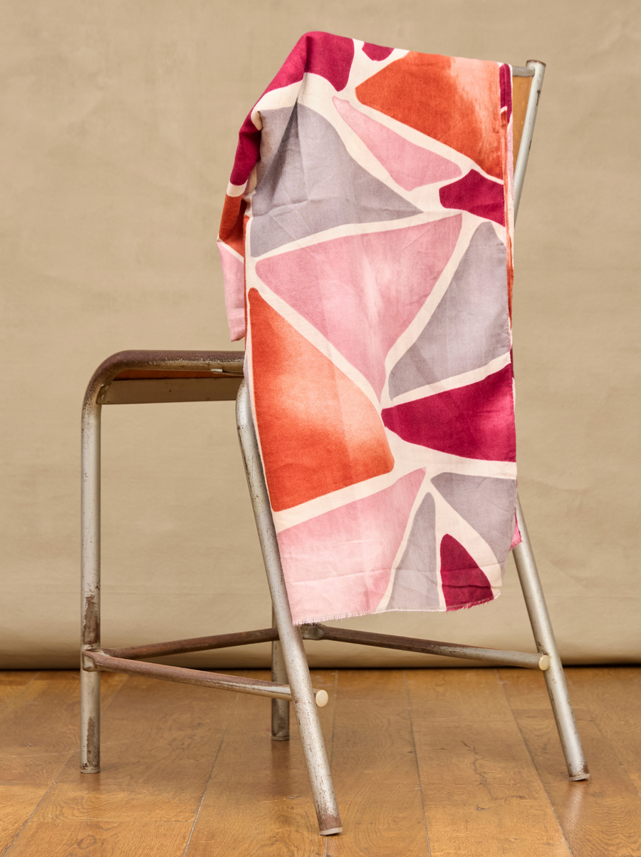 Blocks Print Scarf - Pink/Orange
