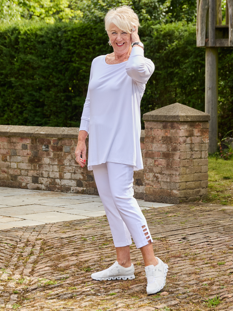 Lena 09 by ROBELL Stretch Trouser - White