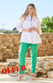 Marie (Robell) Cotton Mix Trouser - Emerald
