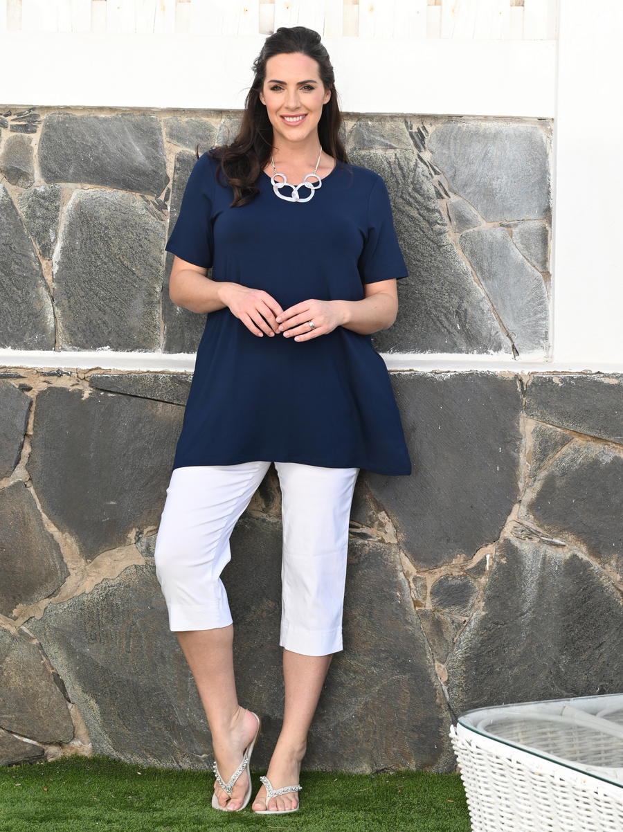 Marie 07 by ROBELL Crop Trouser - White